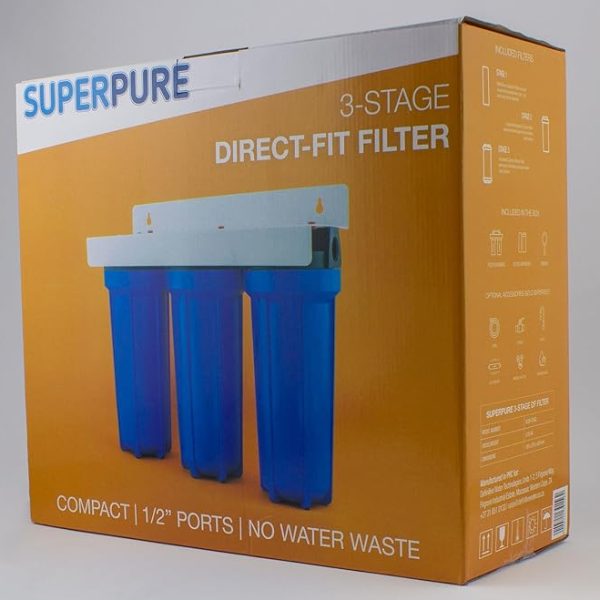 Alternative view of 3 stage Water Filter system on stand