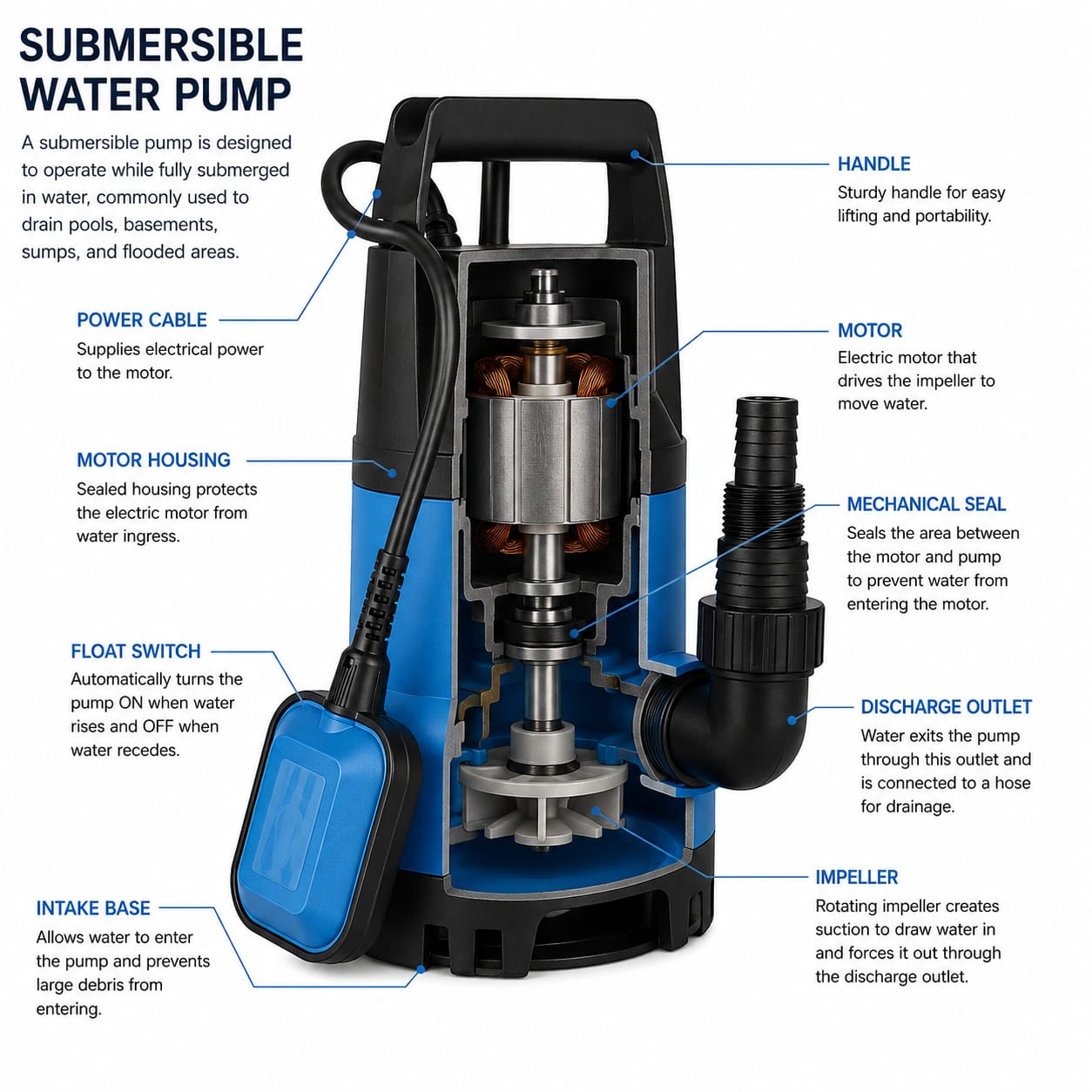 Stream SPB750 0.75kw 230V Submersible Dirty Water Pump with float switch - Image 17